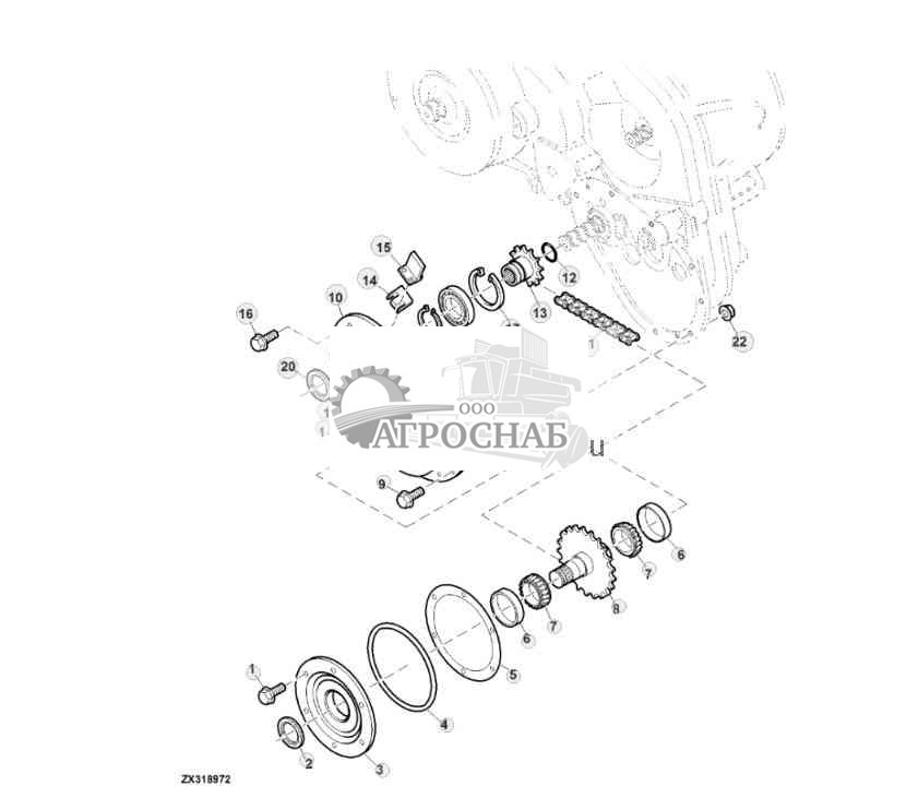 Цепь, привод питателя, трансмиссия IVLOC™ 
